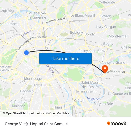 George V to Hôpital Saint-Camille map