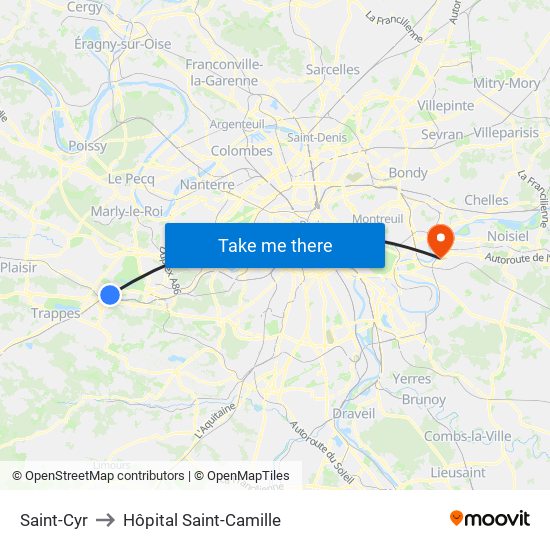 Saint-Cyr to Hôpital Saint-Camille map