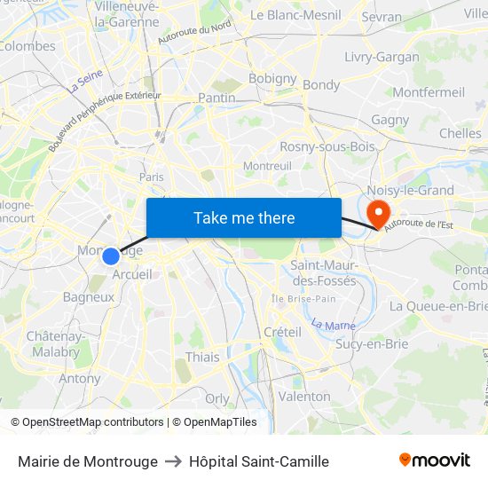 Mairie de Montrouge to Hôpital Saint-Camille map