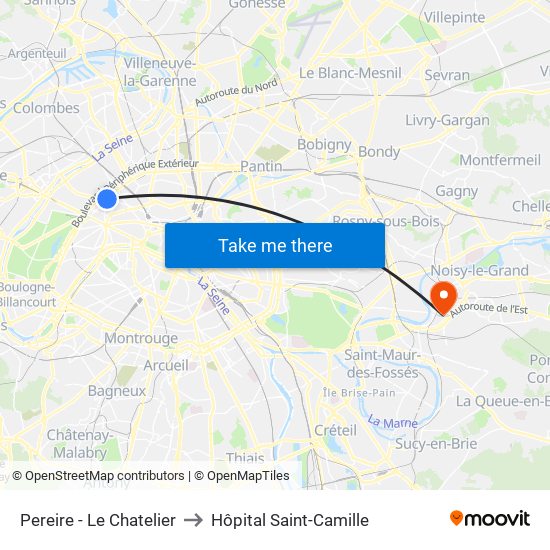 Pereire - Le Chatelier to Hôpital Saint-Camille map