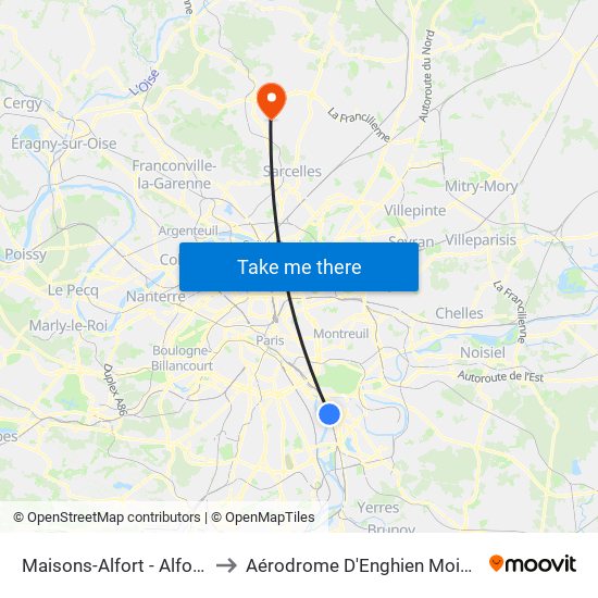 Maisons-Alfort - Alfortville to Aérodrome D'Enghien Moisselles map