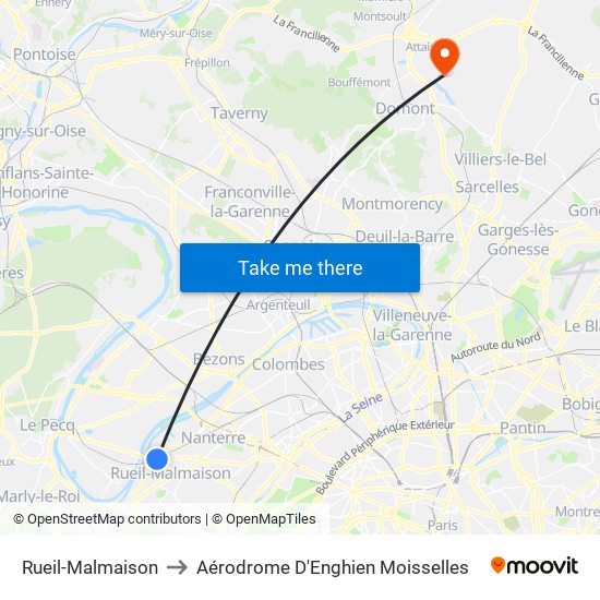 Rueil-Malmaison to Aérodrome D'Enghien Moisselles map