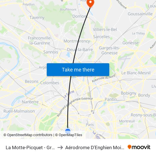 La Motte-Picquet - Grenelle to Aérodrome D'Enghien Moisselles map