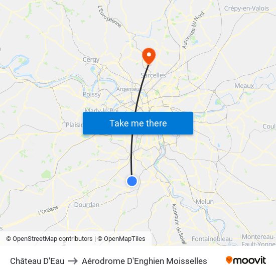 Château D'Eau to Aérodrome D'Enghien Moisselles map