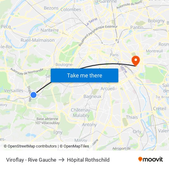 Viroflay - Rive Gauche to Hôpital Rothschild map