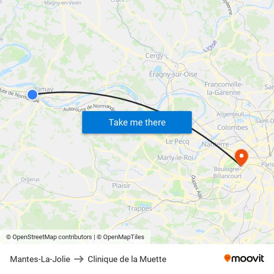 Mantes-La-Jolie to Clinique de la Muette map