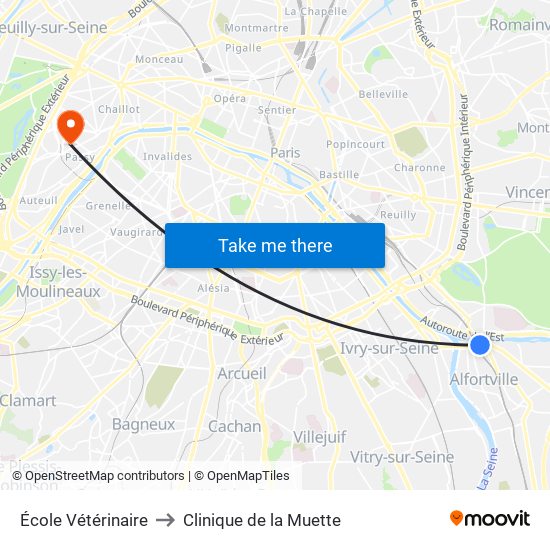 École Vétérinaire to Clinique de la Muette map