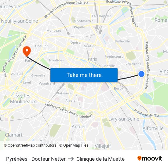 Pyrénées - Docteur Netter to Clinique de la Muette map