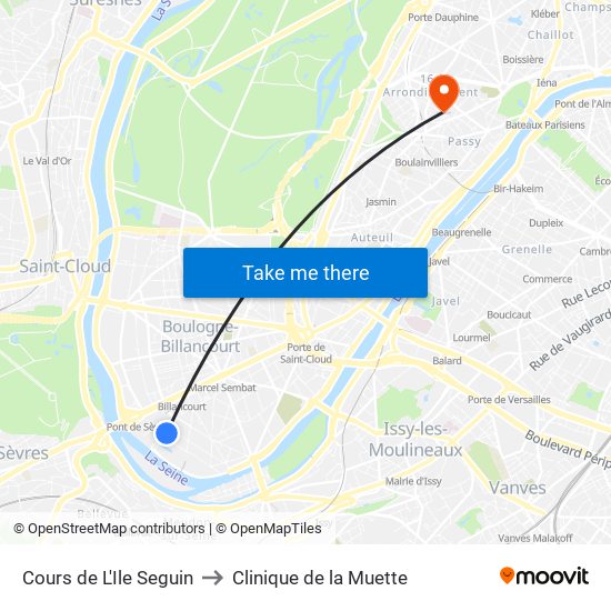 Cours de L'Ile Seguin to Clinique de la Muette map