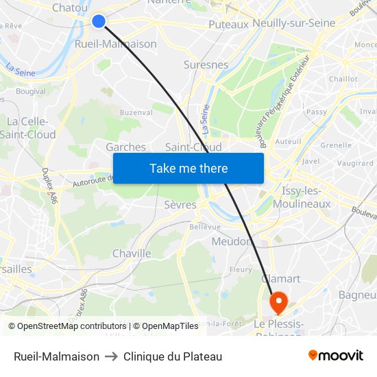 Rueil-Malmaison to Clinique du Plateau map