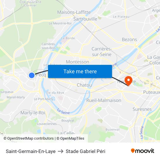 Saint-Germain-En-Laye to Stade Gabriel Péri map
