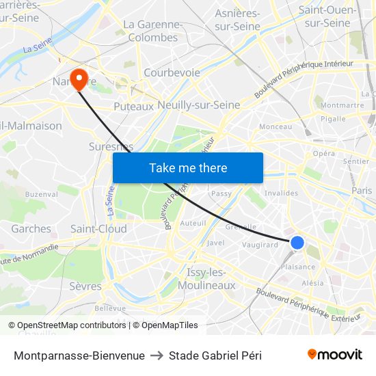 Montparnasse-Bienvenue to Stade Gabriel Péri map