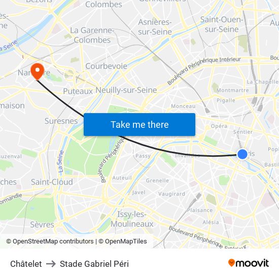 Châtelet to Stade Gabriel Péri map