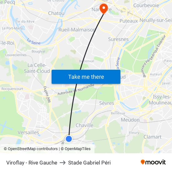 Viroflay - Rive Gauche to Stade Gabriel Péri map