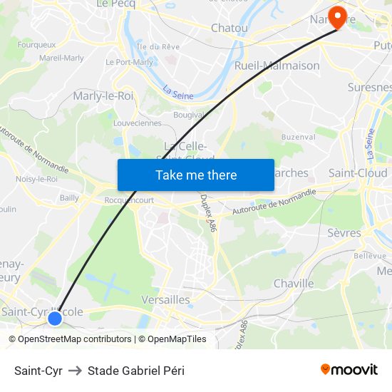 Saint-Cyr to Stade Gabriel Péri map