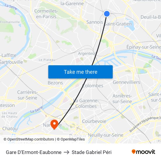 Gare D'Ermont-Eaubonne to Stade Gabriel Péri map