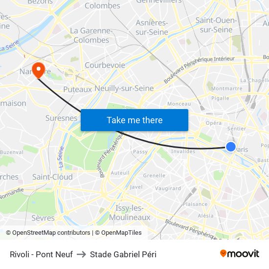 Rivoli - Pont Neuf to Stade Gabriel Péri map