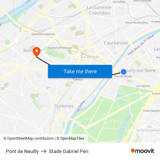 Pont de Neuilly to Stade Gabriel Péri map