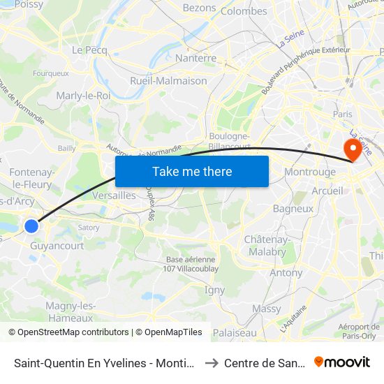 Saint-Quentin En Yvelines - Montigny-Le-Bretonneux to Centre de Santé Edison map