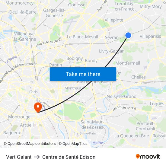 Vert Galant to Centre de Santé Edison map