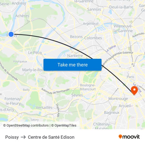 Poissy to Centre de Santé Edison map
