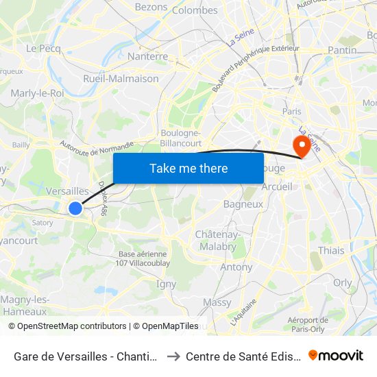 Gare de Versailles - Chantiers to Centre de Santé Edison map