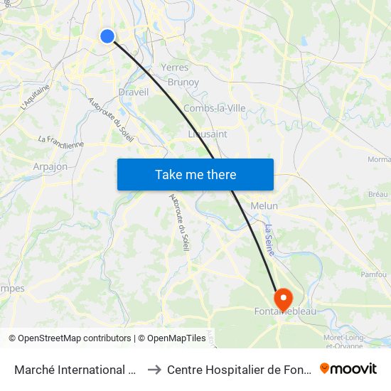 Marché International de Rungis to Centre Hospitalier de Fontainebleau map
