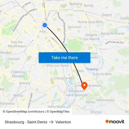 Strasbourg - Saint-Denis to Valenton map
