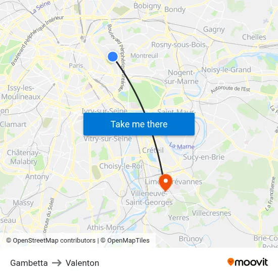 Gambetta to Valenton map