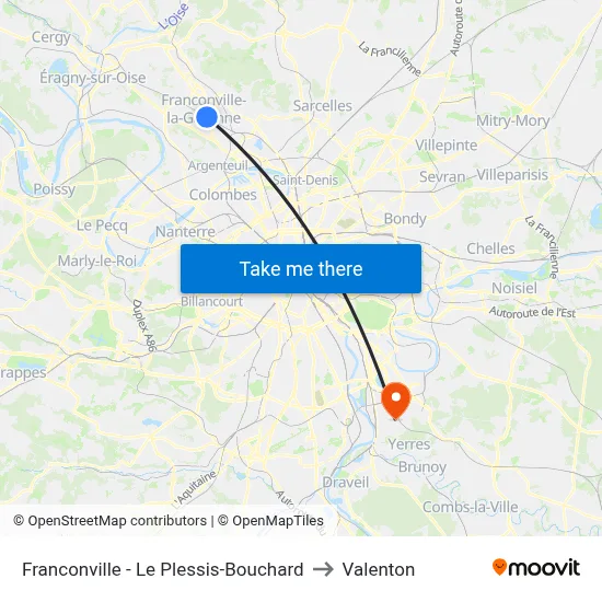 Franconville - Le Plessis-Bouchard to Valenton map
