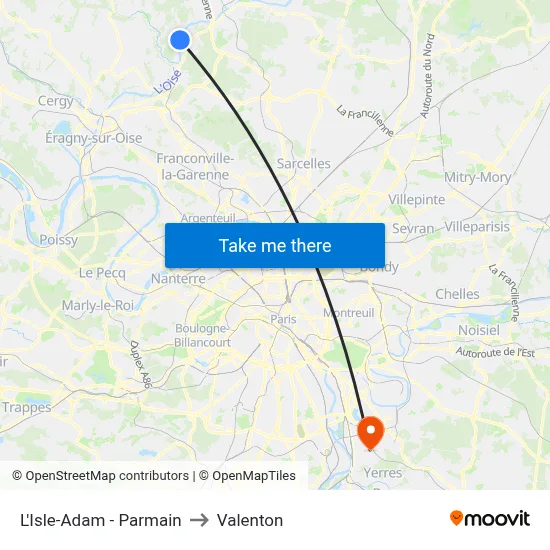 L'Isle-Adam - Parmain to Valenton map