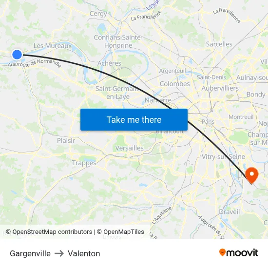Gargenville to Valenton map