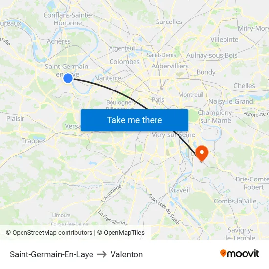 Saint-Germain-En-Laye to Valenton map