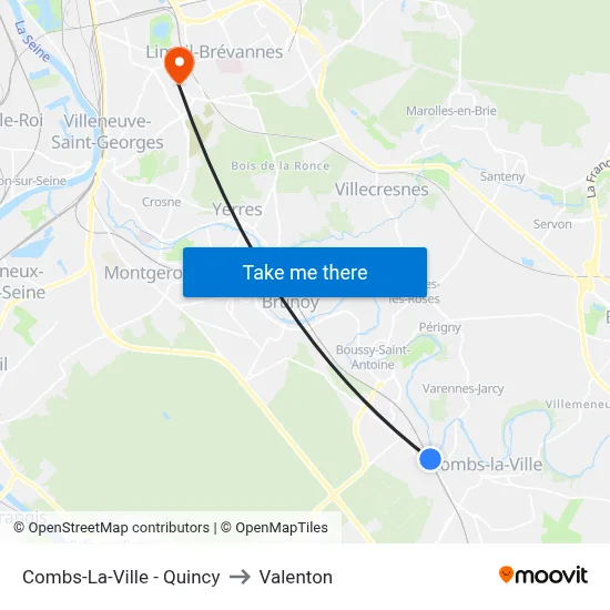 Combs-La-Ville - Quincy to Valenton map