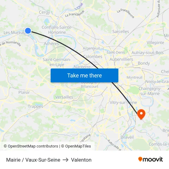 Mairie / Vaux-Sur-Seine to Valenton map