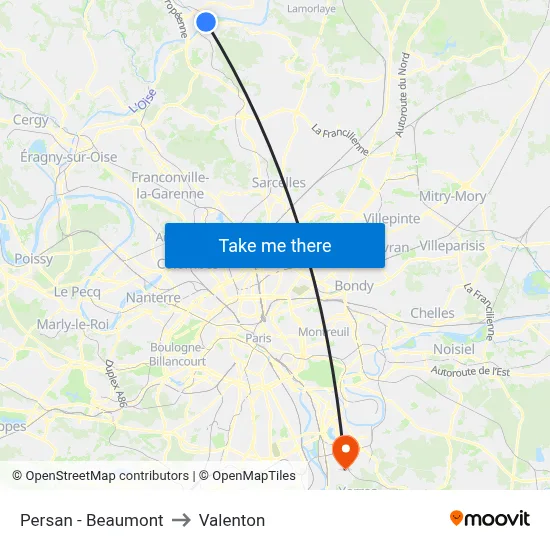 Persan - Beaumont to Valenton map