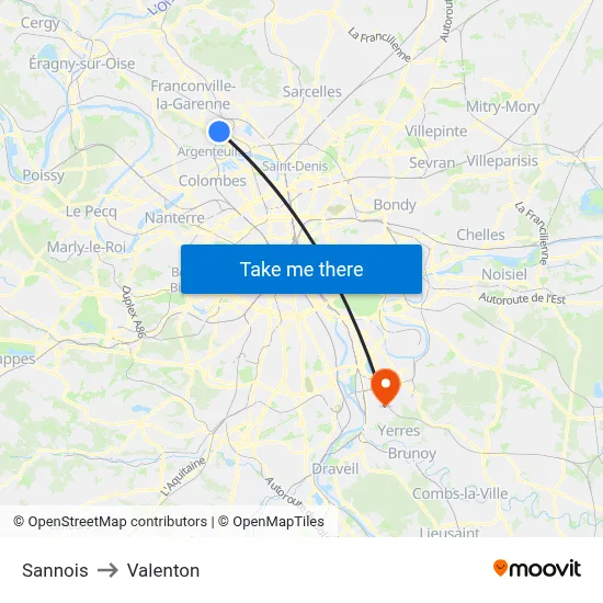 Sannois to Valenton map