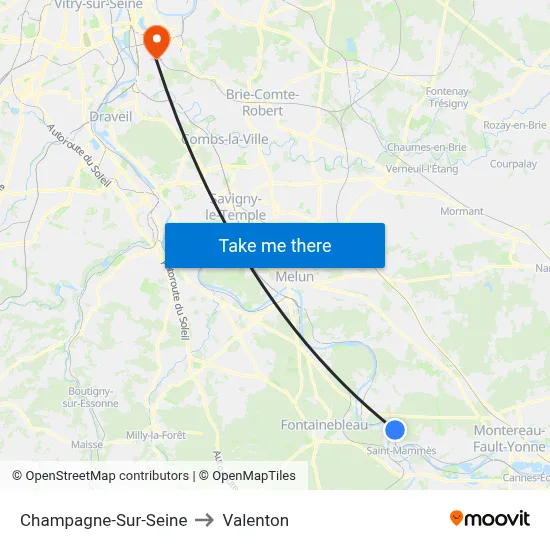 Champagne-Sur-Seine to Valenton map