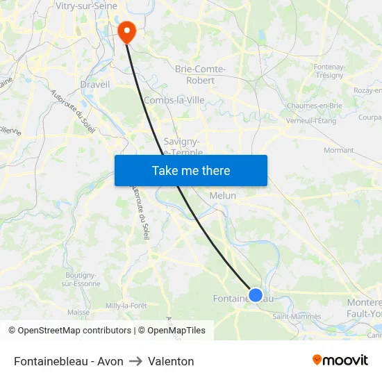 Fontainebleau - Avon to Valenton map