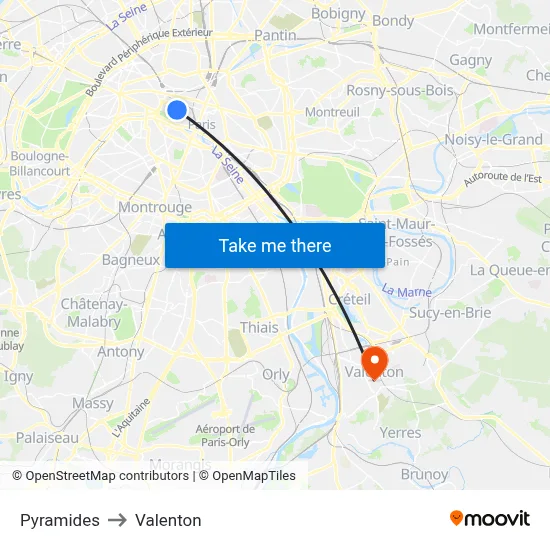 Pyramides to Valenton map