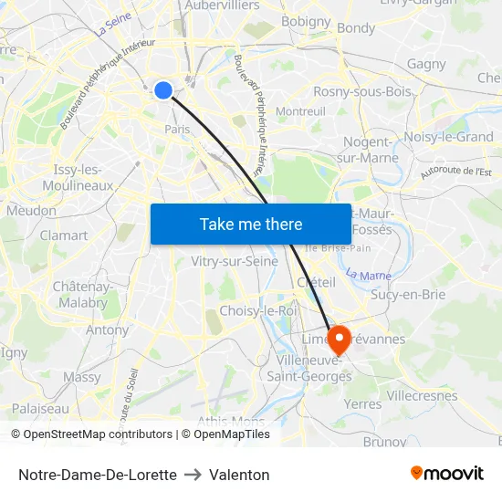 Notre-Dame-De-Lorette to Valenton map
