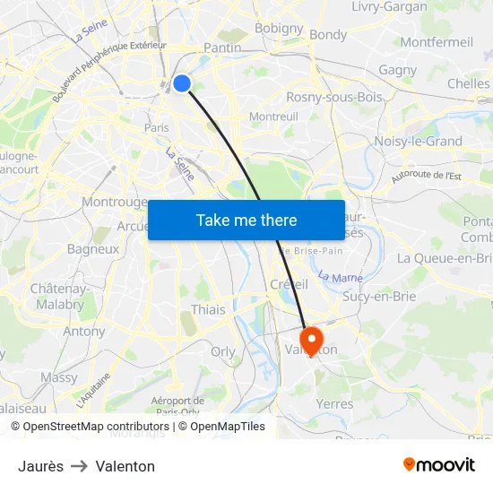 Jaurès to Valenton map