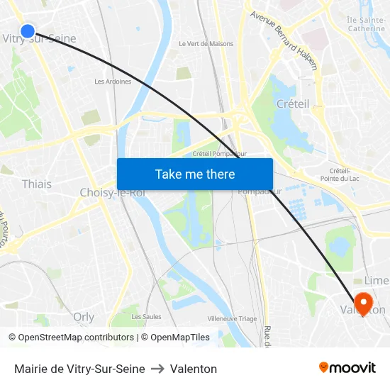 Mairie de Vitry-Sur-Seine to Valenton map