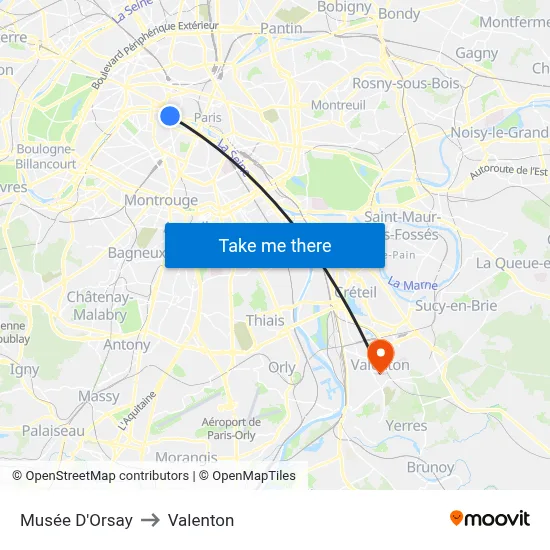 Musée D'Orsay to Valenton map