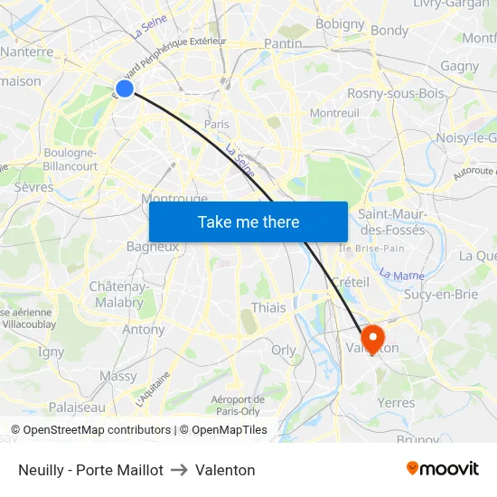 Neuilly - Porte Maillot to Valenton map
