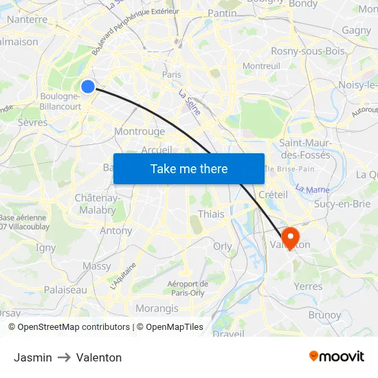 Jasmin to Valenton map