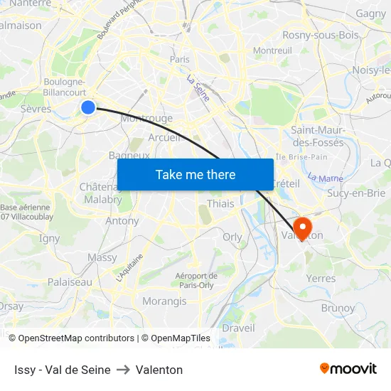 Issy - Val de Seine to Valenton map