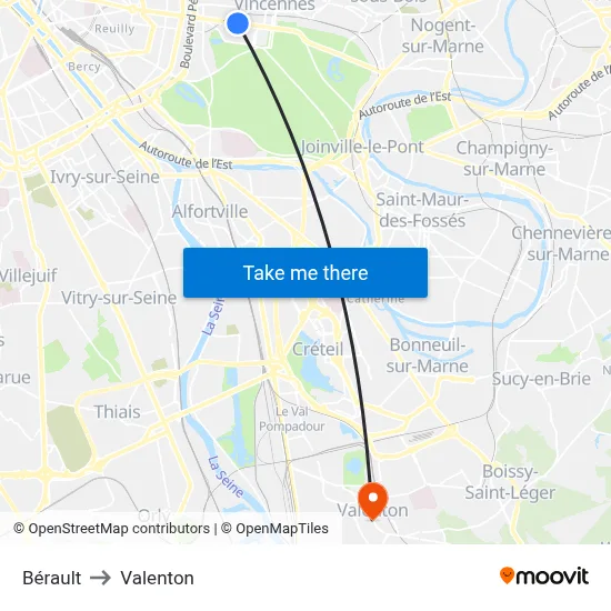 Bérault to Valenton map