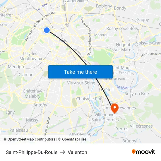 Saint-Philippe-Du-Roule to Valenton map