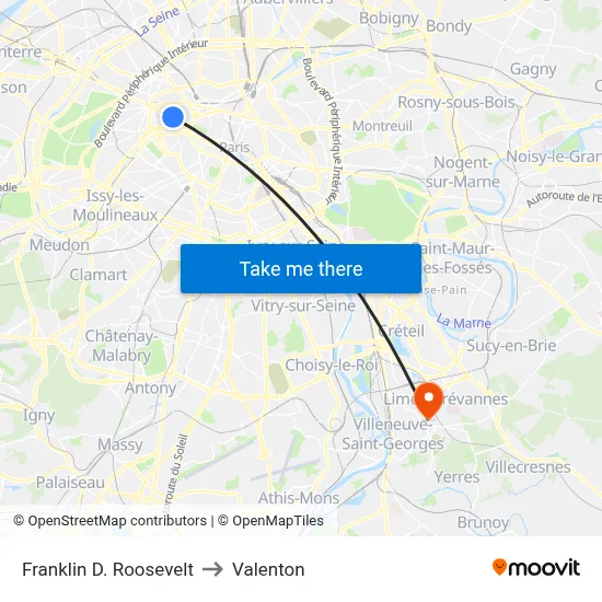 Franklin D. Roosevelt to Valenton map